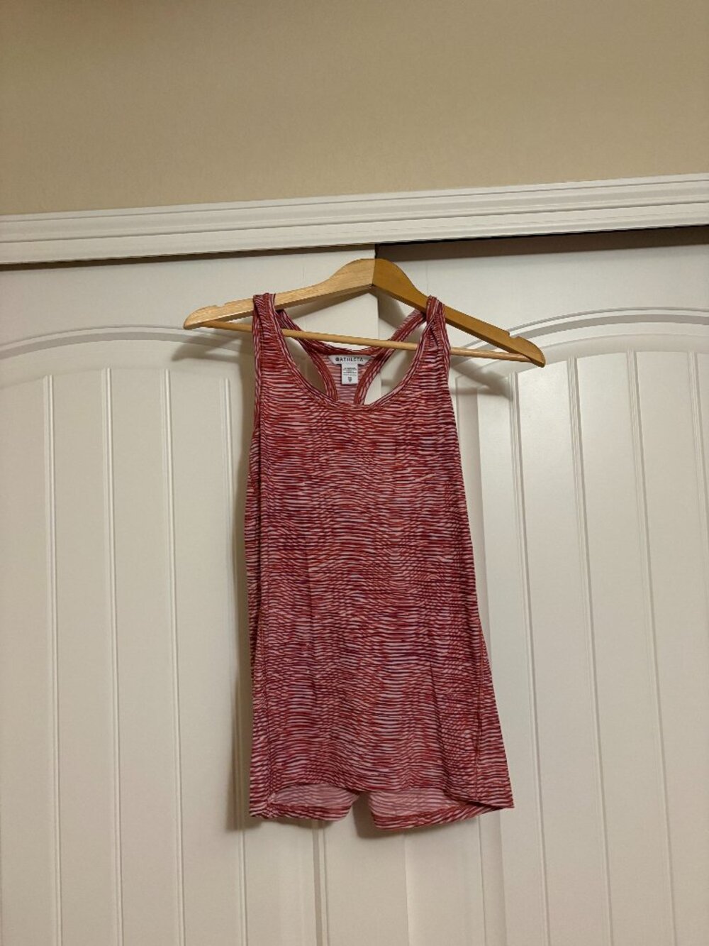 Athleta Tank Top XS Xtra Small Pink Striped Racerback Sleeveless Lightweight